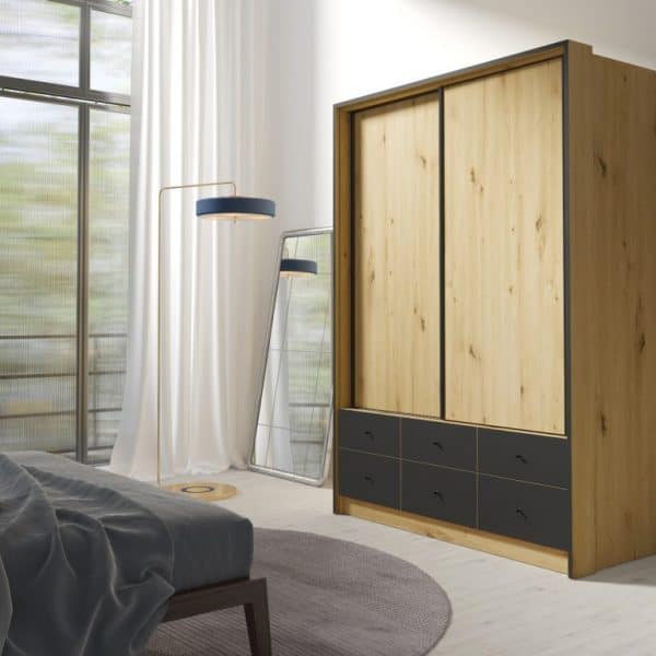 wardrobe NEAPOL 155 ARTISAN/BLACK