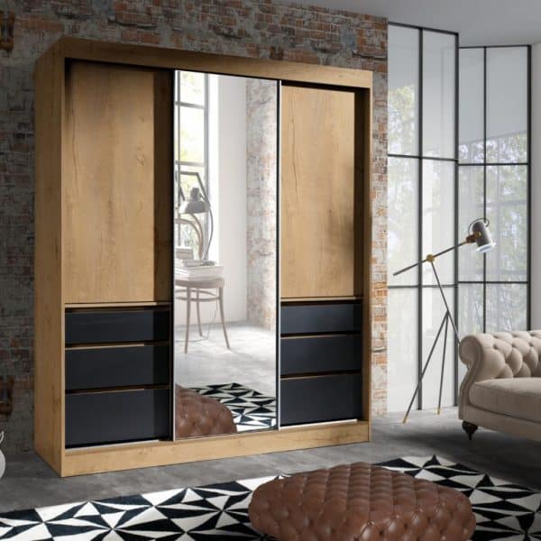 wardrobe HAITI 180 BLACK/LEFKAS